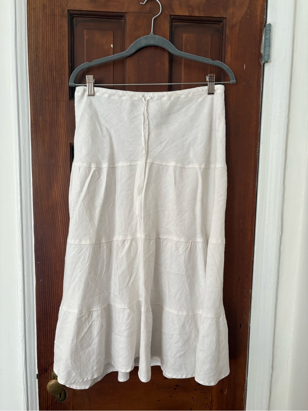 White Linen Midi Skirt
